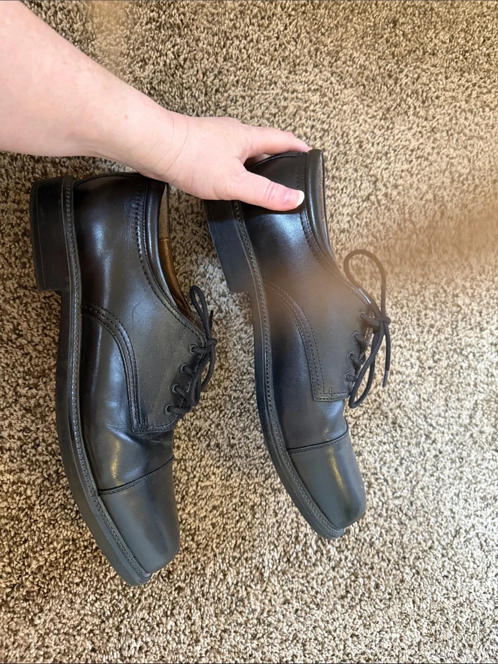 Dockers Black Leather Cap-Toe Derby Shoes 13